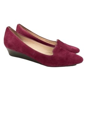 Cole Haan Women’s Suede Wedges Slip On Wood Grain Heel Almond Toe Purple…